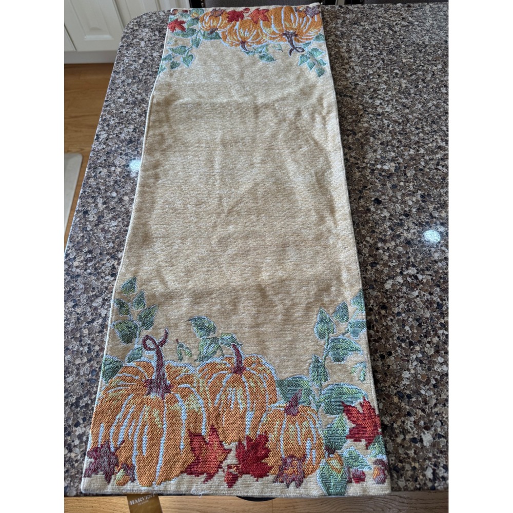 Harvest Season Pumpkin Fall‎ Thanksgiving Table Runner Autumn Decor Cotton Blend